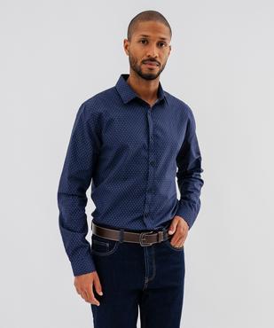 Chemise manches longues en coton à micro motifs homme vue1 - GEMO (HOMME) - GEMO