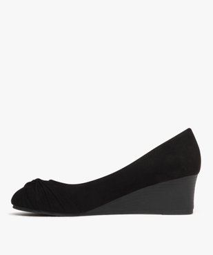 Ballerines femme en suédine à talon compensé et bout drapé vue3 - VALENTINA BALDA - GEMO