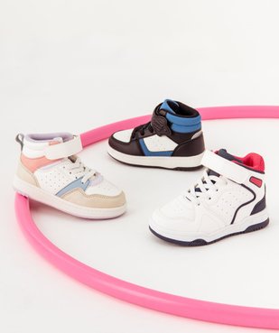 Baskets bébé garçon mid-cut tricolores à scratch  vue7 - GEMO 4G BEBE - GEMO