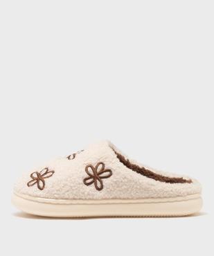 Chaussons mules en maille bouclette avec motifs fleuris femme vue3 - GEMO(HOMWR FEM) - GEMO