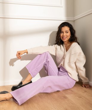 Look jean wide leg coloré et gilet maille douce pour femme - GEMO