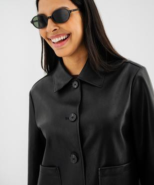 Veste droite en cuir imitation souple femme vue3 - GEMO(FEMME PAP) - GEMO