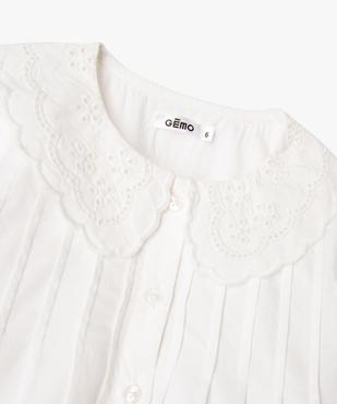 Chemise manches longues à grand col Claudine brodé fille vue2 - GEMO (ENFANT) - GEMO
