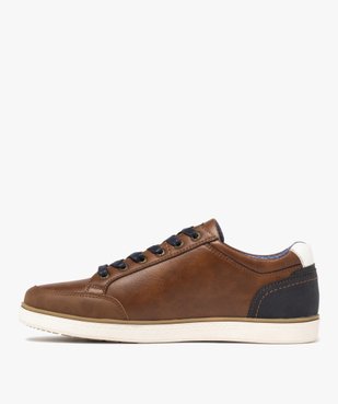 Baskets homme casual à zip latéral et lacets cirés vue4 - URBAN STEPS - GEMO