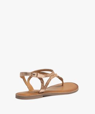 Sandales femme à talon plat et entre-doigts à strass vue4 - GEMO (CASUAL) - GEMO