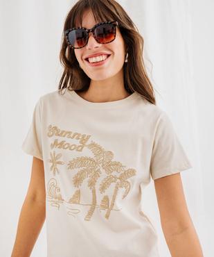 Tee-shirt manches courtes avec motif estival pailleté femme vue4 - GEMO(FEMME PAP) - GEMO
