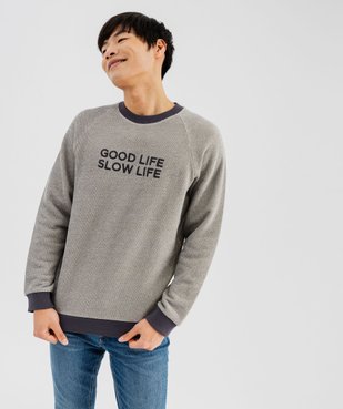 Pull à col rond avec message brodé homme vue1 - GEMO (HOMME) - GEMO