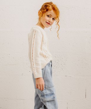 Pull ajouré en maille chenille fille vue1 - GEMO (ENFANT) - GEMO