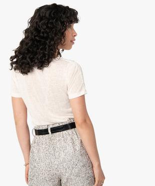 Tee-shirt femme à manches courtes en maille fine vue3 - GEMO(FEMME PAP) - GEMO