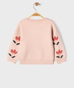 Pull en maille épaisse à motifs fleuris bébé fille vue3 - GEMO(BEBE DEBT) - GEMO