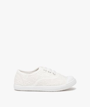 Baskets fille en toile unie avec broderie anglaise vue1 - GEMO (ENFANT) - GEMO
