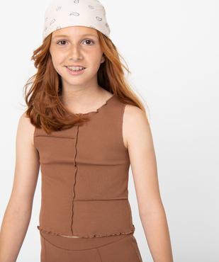 Débardeur fille en maille côtelée avec finitions froncées et surpiqûres vue1 - GEMO (JUNIOR) - GEMO