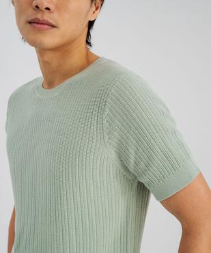 Tee-shirt manches courtes en maille tricotée homme vue2 - GEMO (HOMME) - GEMO