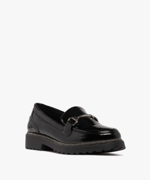 Mocassins femme vernis à semelle crantée avec liseré pailleté vue3 - FOLLOW ME G4G - GEMO