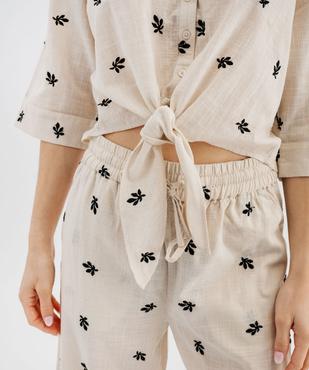 Blouse manches courtes brodée à nouer femme vue5 - GEMO(FEMME PAP) - GEMO