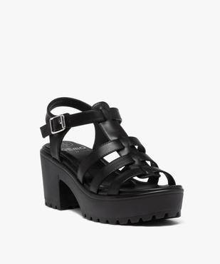 Sandales femme unies à brides multiples et semelle crantée vue2 - GEMO(URBAIN) - GEMO