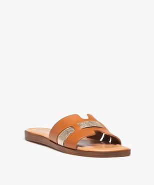 Mules femme avec dessus en cuir et bride scintillante - Tanéo vue2 - TANEO - GEMO