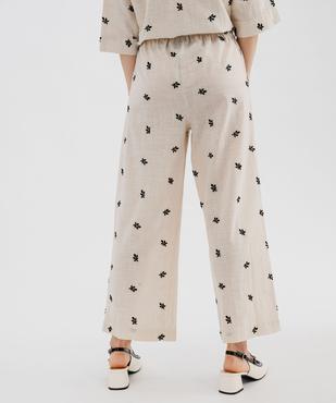 Pantalon large en coton brodée à taille élastiquée vue3 - GEMO(FEMME PAP) - GEMO