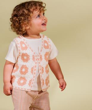Gilet sans manches brodé bébé fille vue4 - GEMO(BEBE DEBT) - GEMO