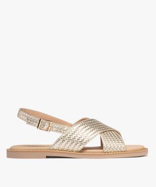 Sandales plates avec larges brides aspect tressé femme vue2 - FOLLOW ME - GEMO