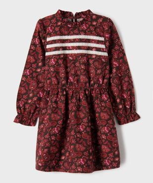 Robe manches longues imprimée cachemire et dentelle fille vue1 - GEMO (ENFANT) - GEMO