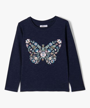 Tee-shirt à manches longues avec motif brodé fille vue2 - GEMO (ENFANT) - GEMO
