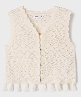 Gilet sans manches en maille ajourée fille vue1 - GEMO (ENFANT) - GEMO