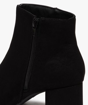 Boots femme à talon carré en velours uni et à zip vue6 - GEMO 4G FEMME - GEMO