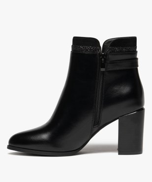 Bottines femme à talon haut avec détails en suédine et à paillettes vue4 - GEMO 4G FEMME - GEMO