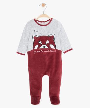 Pyjama bébé garçon en velours à motif panda roux vue1 - GEMO(BB COUCHE) - GEMO