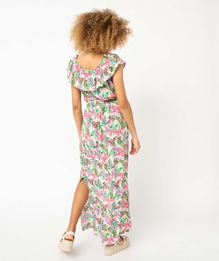 Robe femme longueur chevilles avec col Bardot à volant vue3 - GEMO 4G FEMME - GEMO
