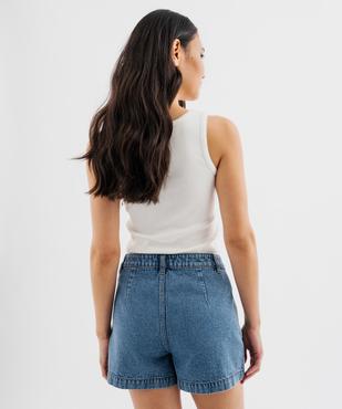 Débardeur en coton côtelé avec finitions festonnées femme vue3 - GEMO 4G FEMME - GEMO