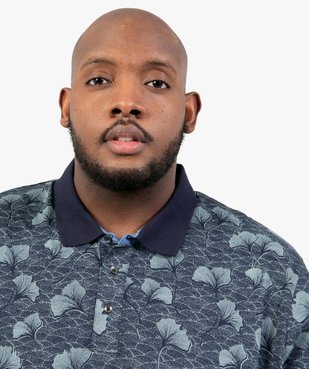 Polo homme grande taille à manches courtes et motif feuille vue2 - GEMO (G TAILLE) - GEMO