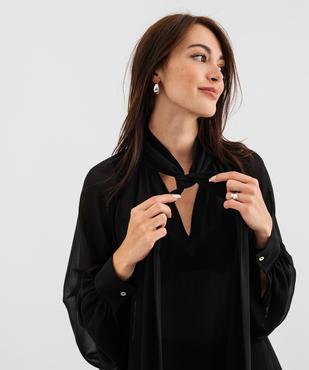 Blouse manches longues en voile transparent et col lavallière femme vue5 - GEMO(FEMME PAP) - GEMO