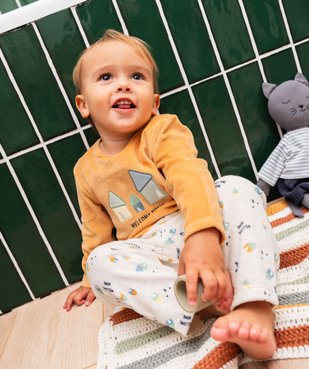 Pyjama 2 pièces en velours avec motifs maisons bébé garçon  vue4 - GEMO(BB COUCHE) - GEMO