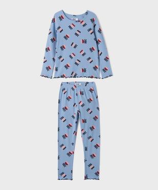 Pyjama en maille côtelée à motifs fleuris fille vue3 - GEMO 4G FILLE - GEMO