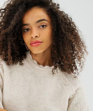 Pull col rond festonné femme vue2 - GEMO 4G FEMME - GEMO