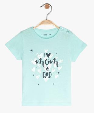 Tee-shirt bébé fille à manches courtes et motif pailleté vue1 - GEMO 4G BEBE - GEMO