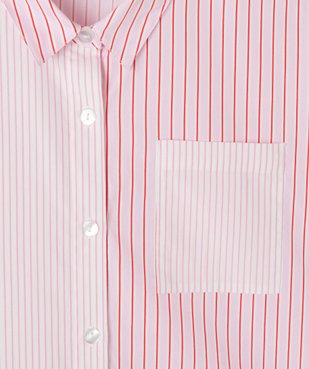 Chemise fille rayée à manches longues coupe courte vue2 - GEMO (JUNIOR) - GEMO