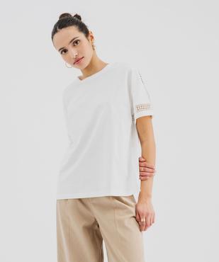 Tee-shirt manches courtes avec détails brodés femme vue4 - GEMO 4G FEMME - GEMO