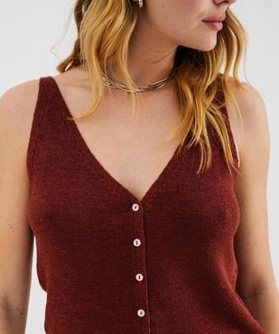 Pull d'été à bretelles avec double décolleté en V femme vue2 - GEMO(FEMME PAP) - GEMO