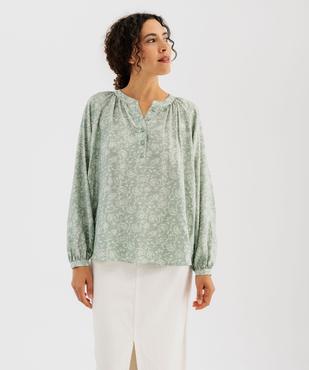 Blouse manches longues en viscose fleurie à col rond boutonné femme vue4 - GEMO 4G FEMME - GEMO