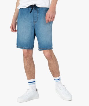 Bermuda homme en jean avec ceinture élastiquée vue1 - GEMO 4G HOMME - GEMO