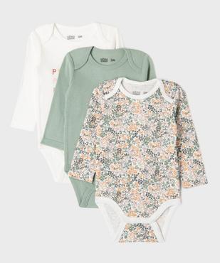 Bodies manches longues bébé fille (lot de 3) vue1 - GEMO 4G BEBE - GEMO