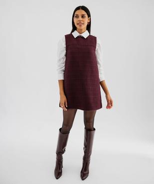 Robe chasuble courte sans manches en matière texturée femme vue1 - GEMO(FEMME PAP) - GEMO