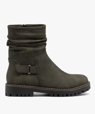 Boots femme à talon plat dessus uni avec col plissé vue2 - GEMO (CASUAL) - GEMO