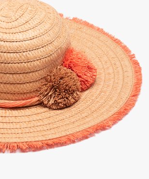 Chapeau femme en paille avec pompons et franges vue2 - GEMO (ACCESS) - GEMO