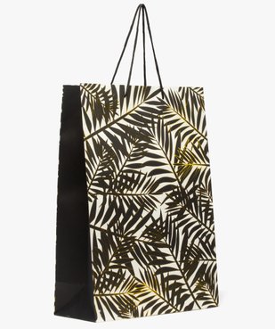 Sac cadeau en papier imprimé recyclé feuillage doré vue1 - GEMO 4G FEMME - GEMO