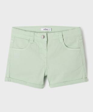 Short en coton stretch avec revers fille vue1 - GEMO (JUNIOR) - GEMO