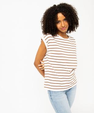 Tee-shirt rayé à manches ultra courtes femme vue6 - GEMO 4G FEMME - GEMO